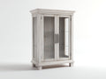 Vitrinas de madera y vidrio 105x45x160 cm - Blanco envejecido-Plateado - 2 puertas 2 estantes y diseño clásico