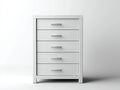 Cómodas de madera 75x42x115 cm - Blanco-Plateado - 5 cajones y diseño contemporáneo