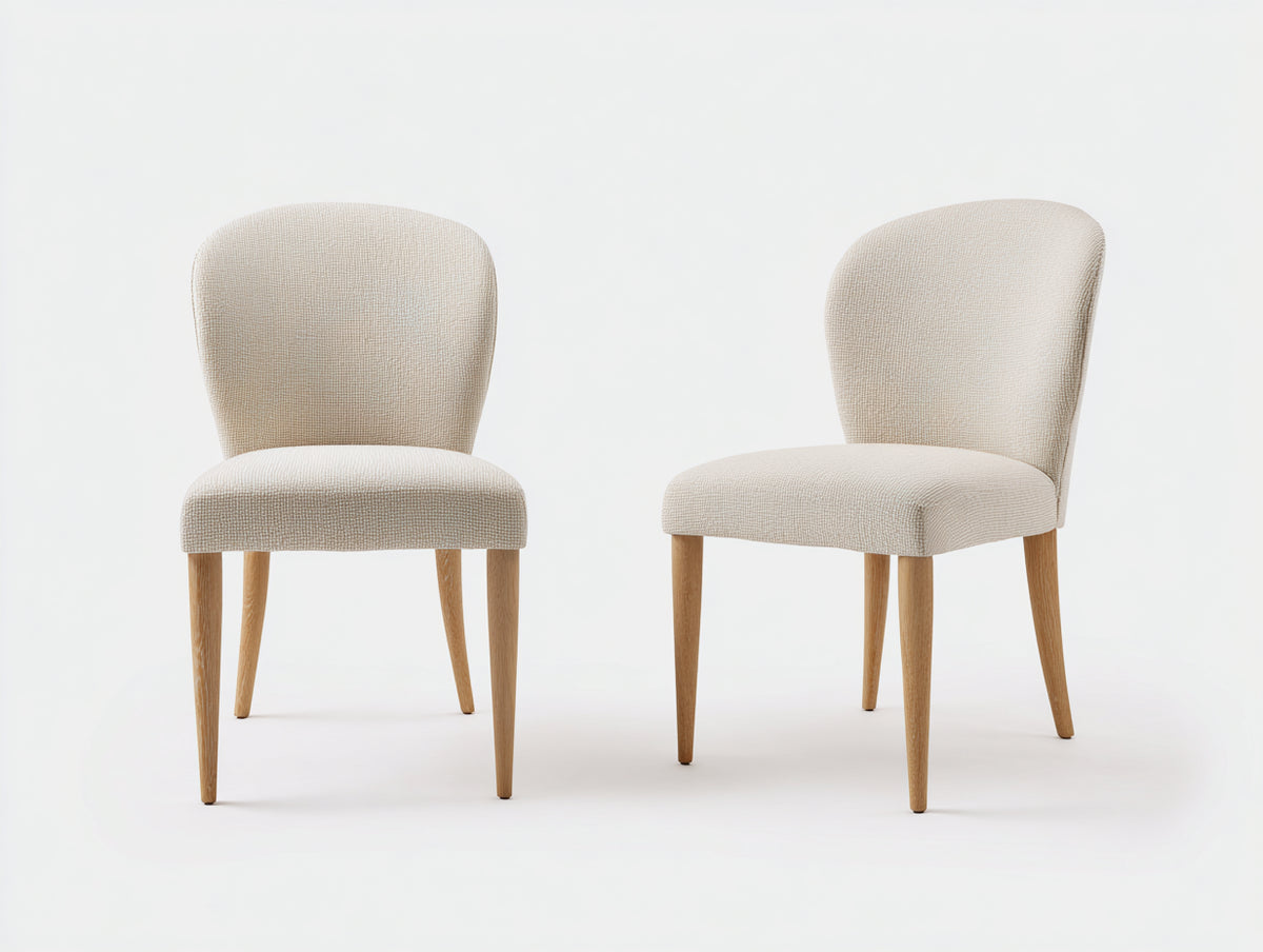 Sillas de comedor tapizadas 50x55x84 cm - Beige-Marrón natural - Juego de 2 y diseño contemporáneo