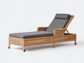 Tumbonas de ratán 200x75x95 cm - Marrón natural-Gris oscuro - Respaldo regulable con ruedas y diseño contemporáneo