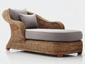 Tumbonas de ratán 190x82x92 cm - ratán natural y gris claro - diseño clásico curvo con asiento acolchado