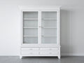 Vitrinas de madera y cristal 120x45x200 cm - blanco - diseño clásico con 2 puertas de cristal y 4 cajones