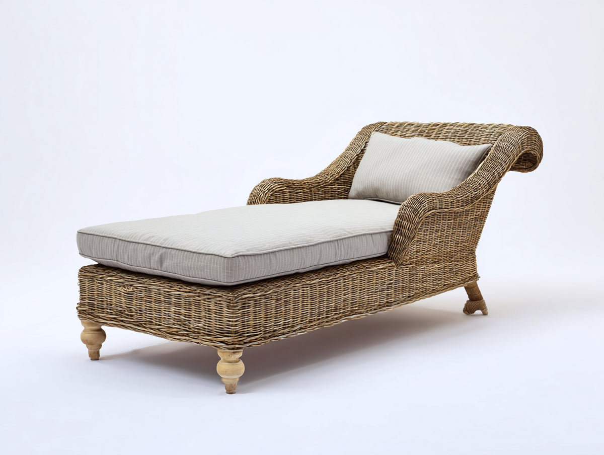 Tumbonas de ratán 175x80x88 cm - ratán natural y beige claro - diseño clásico con asiento acolchado