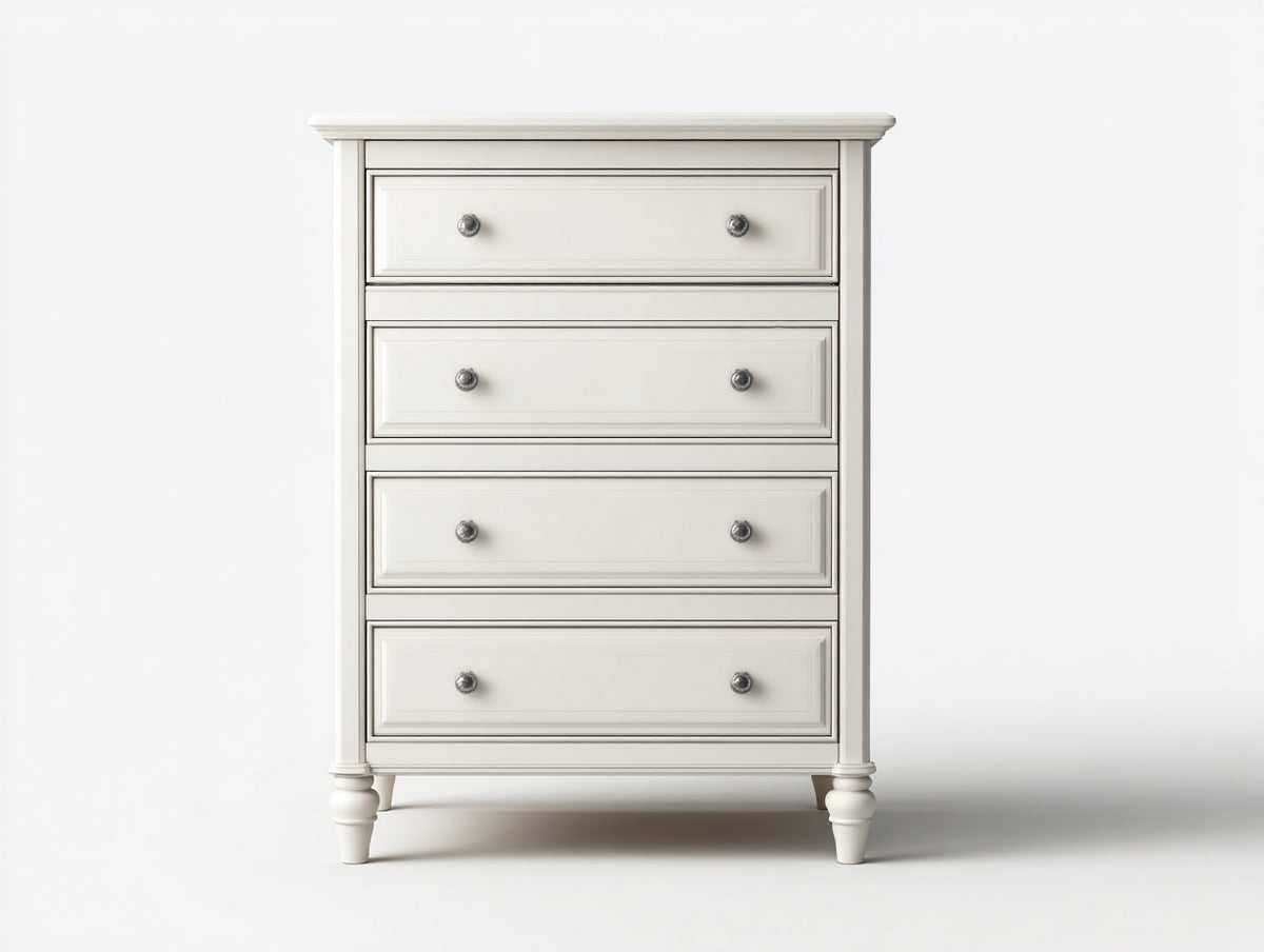 Cómodas de madera 85x42x115 cm - blanco - 4 cajones y diseño clásico