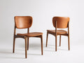 Sillas de comedor tapizadas 52x56x82 cm - Marrón coñac-Marrón oscuro - Juego de 2 y diseño contemporáneo