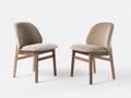 Sillas de comedor tapizadas 50x55x82 cm - beige y madera natural - diseño moderno con respaldo curvo