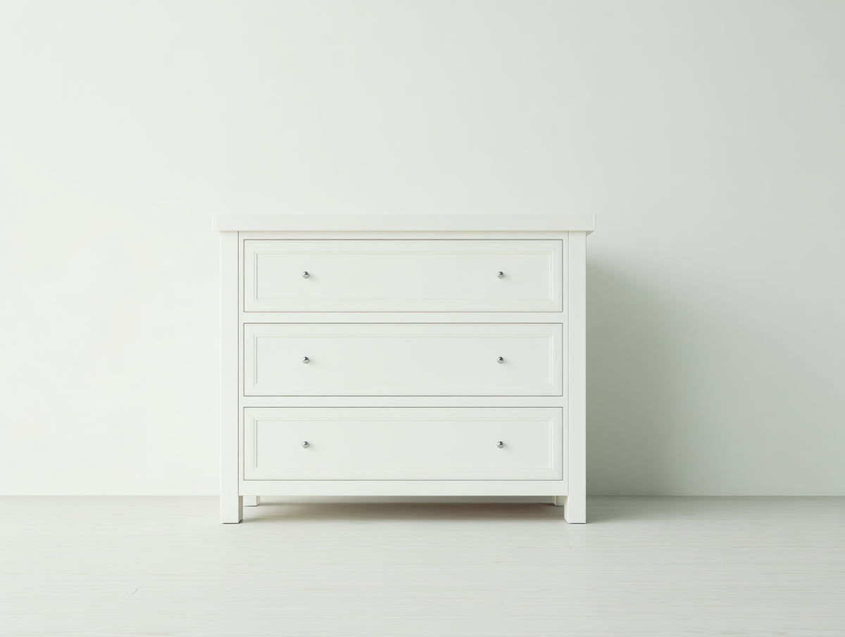 Cómodas de madera 85x42x90 cm - blanco - diseño clásico con 3 cajones y tiradores metálicos