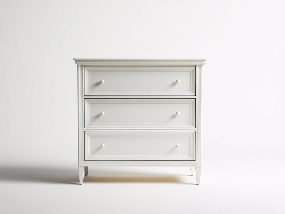 Cómodas de madera 82x42x92 cm - blanco - diseño clásico con 3 cajones