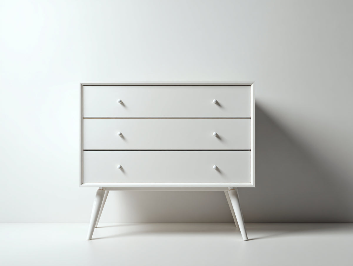 Cómoda de madera 120x40x80 cm - blanca - estilo moderno con 3 cajones