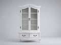 Vitrinas de madera 105x45x195 cm - blanco envejecido - 2 puertas de cristal y 2 cajones de diseño clásico