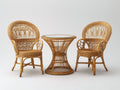 Conjuntos de comedor de jardín de ratán 85x85x75 cm - Marrón natural - Mesa redonda con 2 sillas y diseño clásico