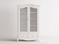 Vitrinas de madera y vidrio 110x45x190 cm - Blanco - 2 puertas 2 cajones 3 estantes y diseño clásico
