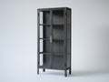 Vitrinas de metal y cristal 90x40x180 cm - negro - diseño industrial con 2 puertas de cristal y 4 estantes