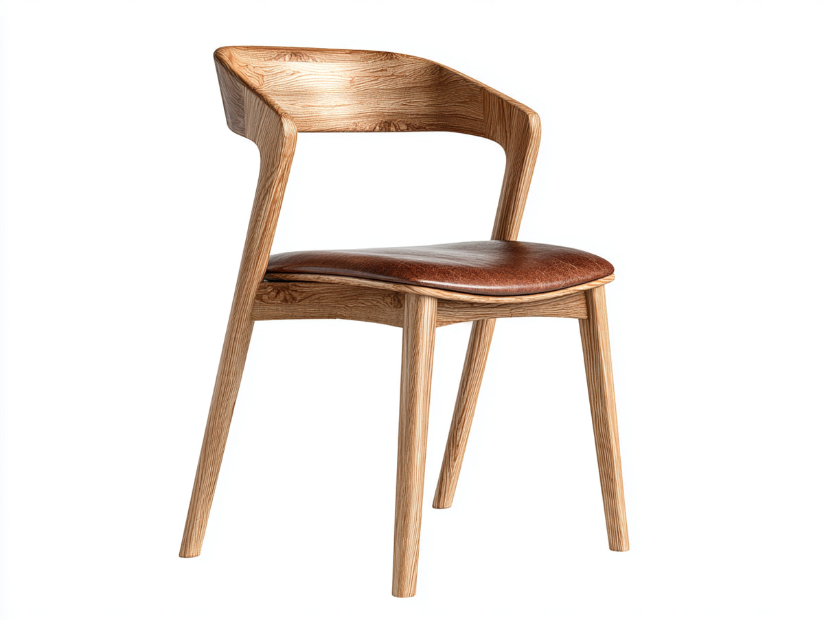 Silla de comedor de madera 55x60x85 cm - madera natural y marrón - diseño moderno con asiento tapizado