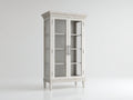 Vitrinas de madera 95x42x185 cm - blanco envejecido - 2 puertas de cristal y diseño clásico