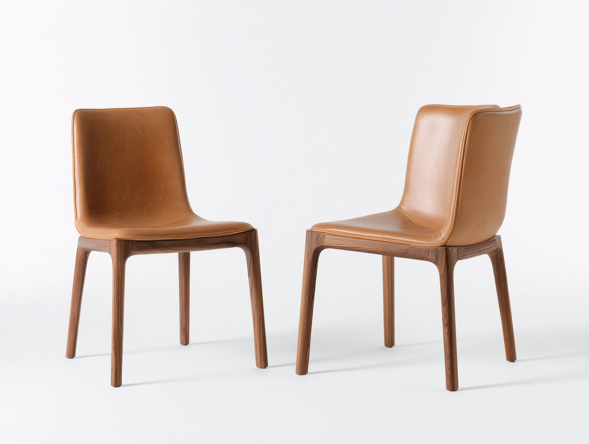 Sillas de comedor tapizadas 49x55x84 cm - marrón claro-marrón oscuro - juego de 2 con respaldo curvo y diseño moderno