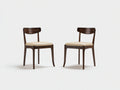 Sillas de comedor de madera 48x53x82 cm - marrón oscuro-beige - juego de 2 con asiento tapizado y diseño moderno
