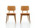 Sillas de comedor tapizadas 50x54x82 cm - Marrón coñac-Marrón natural - Juego de 2 y diseño contemporáneo