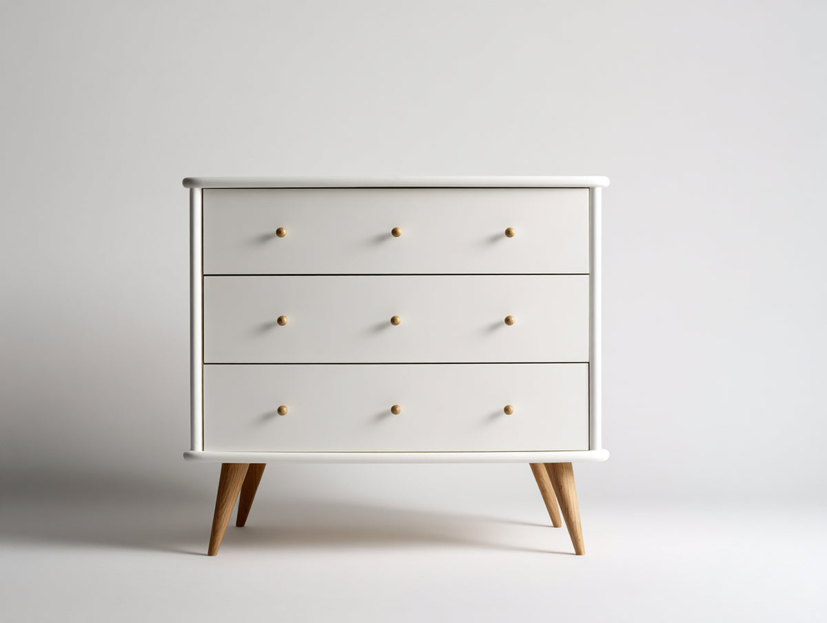 Cómodas de madera 100x42x92 cm - blanco-madera natural - 3 cajones y diseño moderno
