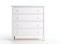 Cómoda de madera 80x40x100 cm - blanca - estilo moderno con 4 cajones