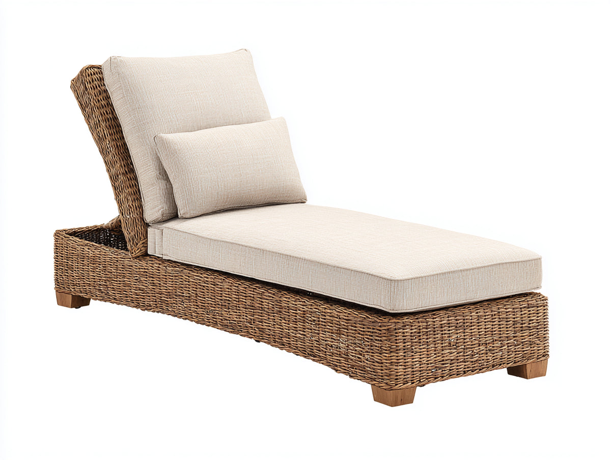 Tumbonas de ratán 200x75x95 cm - marrón-beige - respaldo reclinable y diseño moderno para exterior