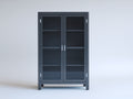 Vitrinas de metal y vidrio 100x40x180 cm - Gris antracita-Plateado - 2 puertas 3 estantes y diseño industrial