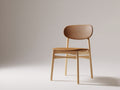 Sillas de comedor tapizada 48x54x82 cm - marrón claro-madera natural - respaldo curvo y diseño moderno