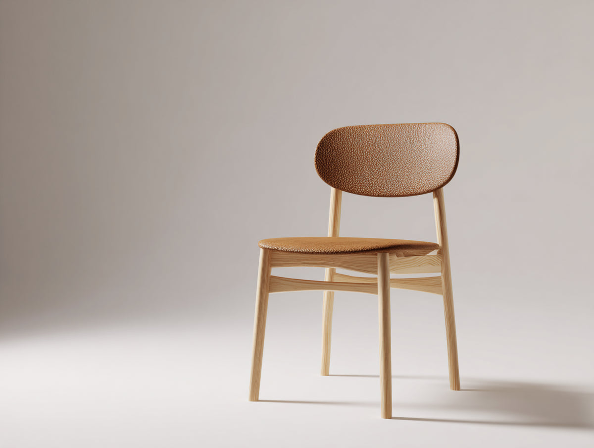 Sillas de comedor tapizada 48x54x82 cm - marrón claro-madera natural - respaldo curvo y diseño moderno