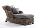 Tumbonas de ratán 190x82x90 cm - marrón-gris - respaldo alto con brazos y diseño moderno para exterior