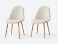 2 x Sillas de comedor tapizadas 55x60x85 cm - beige y madera natural - estilo moderno con patas de madera