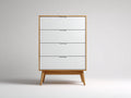 Cómodas de madera 80x42x110 cm - Blanco-Marrón natural - 4 cajones y diseño nórdico
