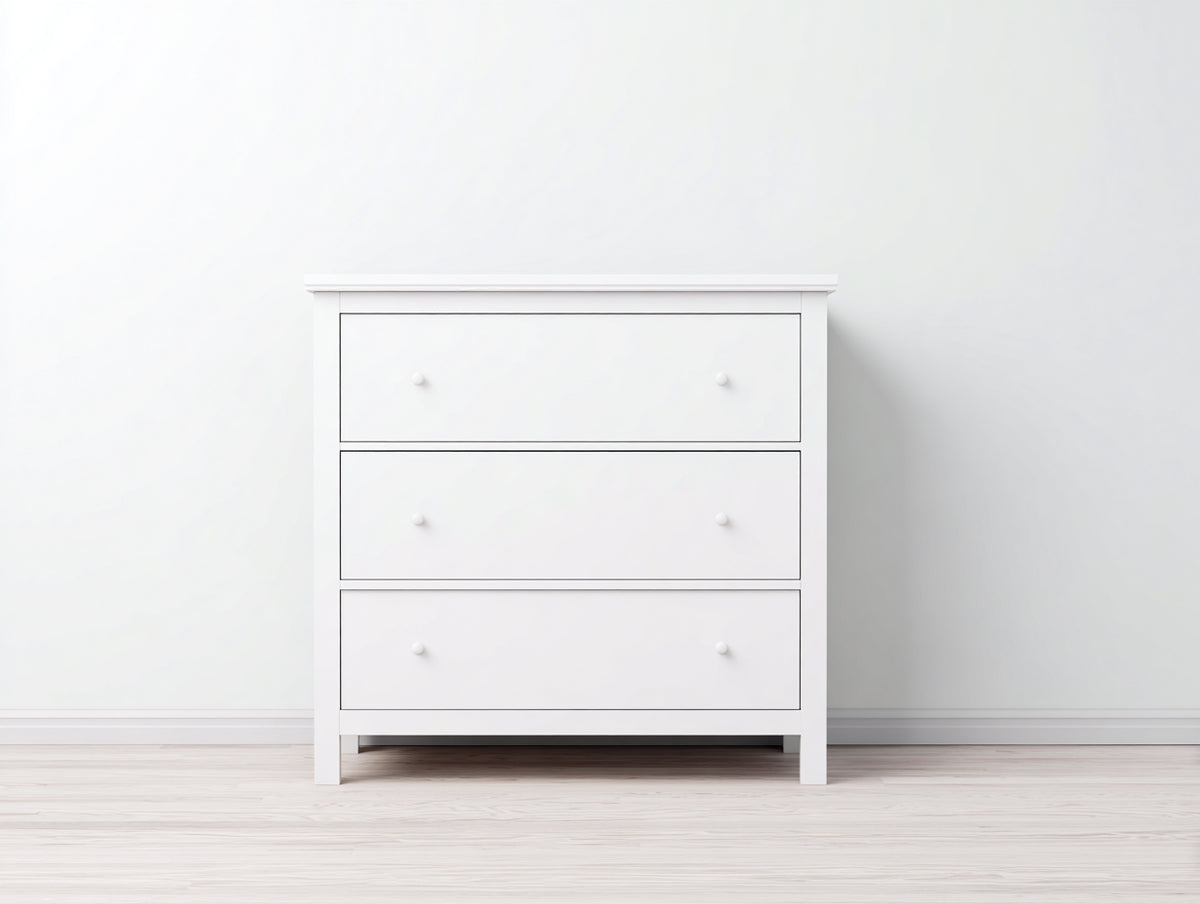 Cómoda de madera 100x40x85 cm - blanca - estilo moderno con 3 cajones