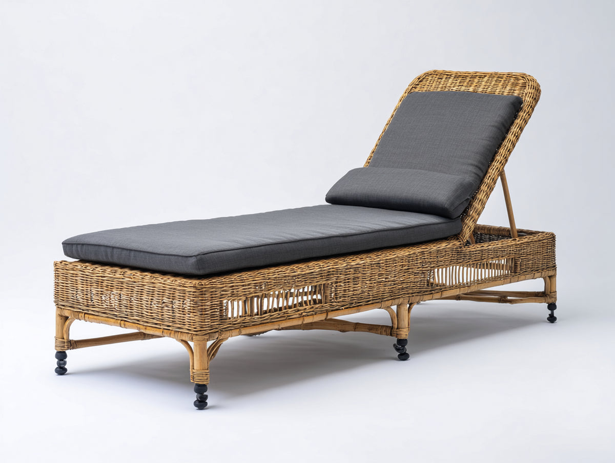 Tumbonas de ratán 200x75x92 cm - marrón-gris oscuro - respaldo reclinable y diseño moderno para exterior