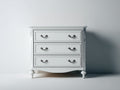 Cómodas de madera 85x43x92 cm - blanco - diseño clásico con 3 cajones y tiradores metálicos